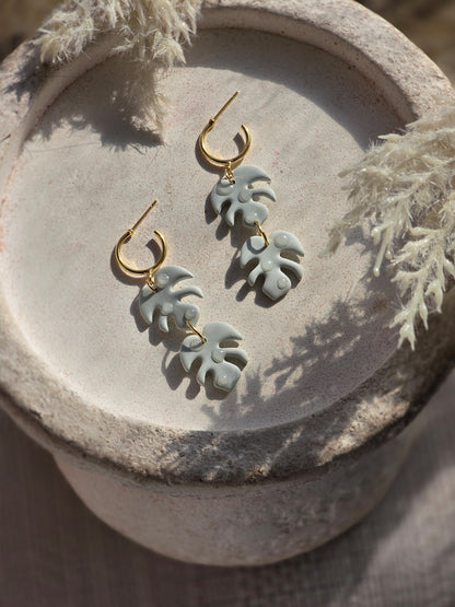 Raindrop palm leaf dangles| Can be switched for silver