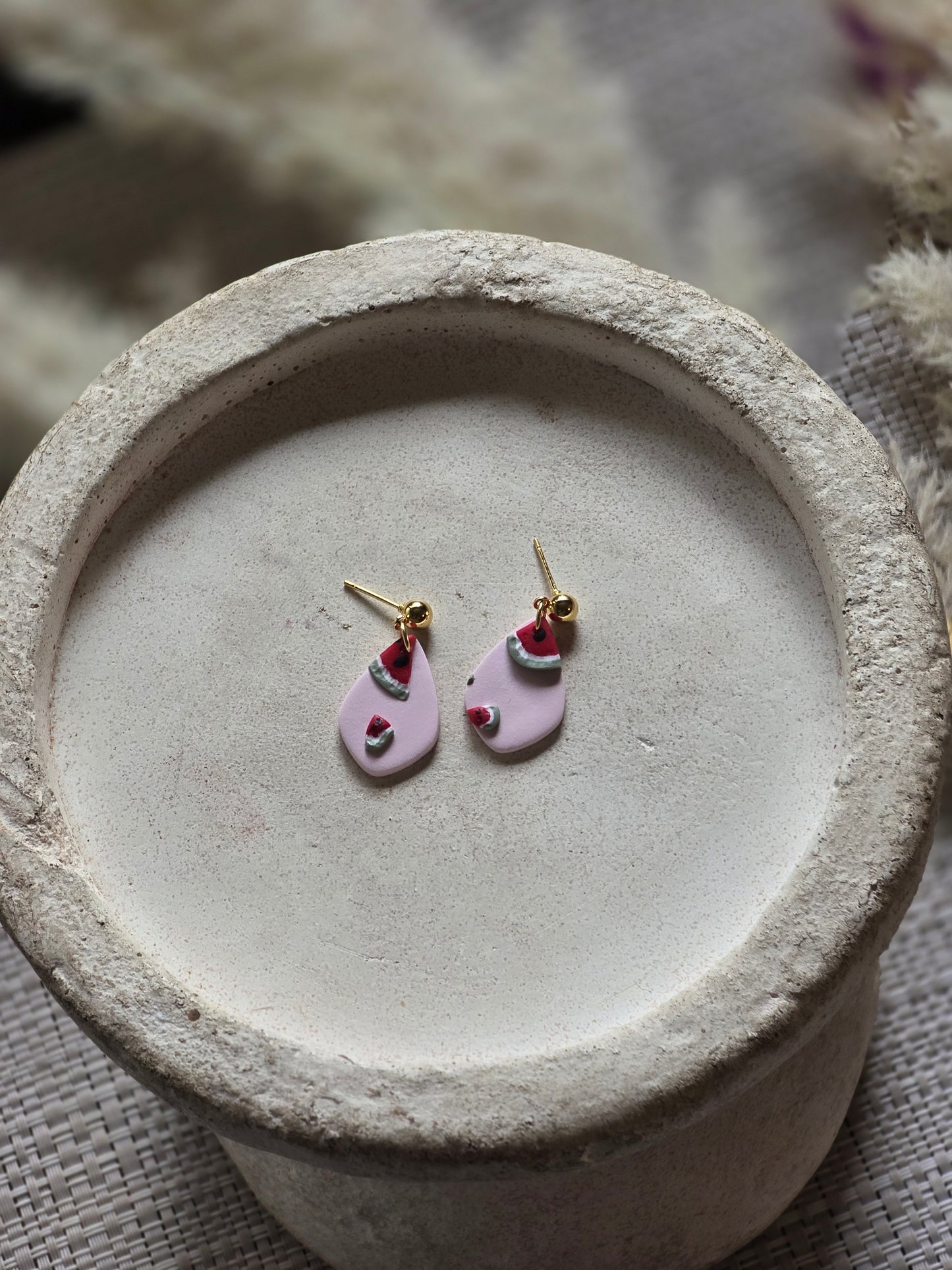 Watermelon  teardrop dangles| can be switched for silver/fish hook