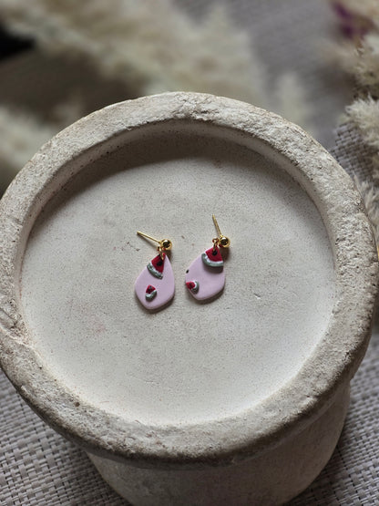 Watermelon  teardrop dangles| can be switched for silver/fish hook