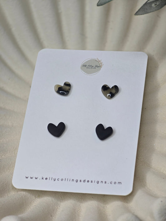 Duo heart studs