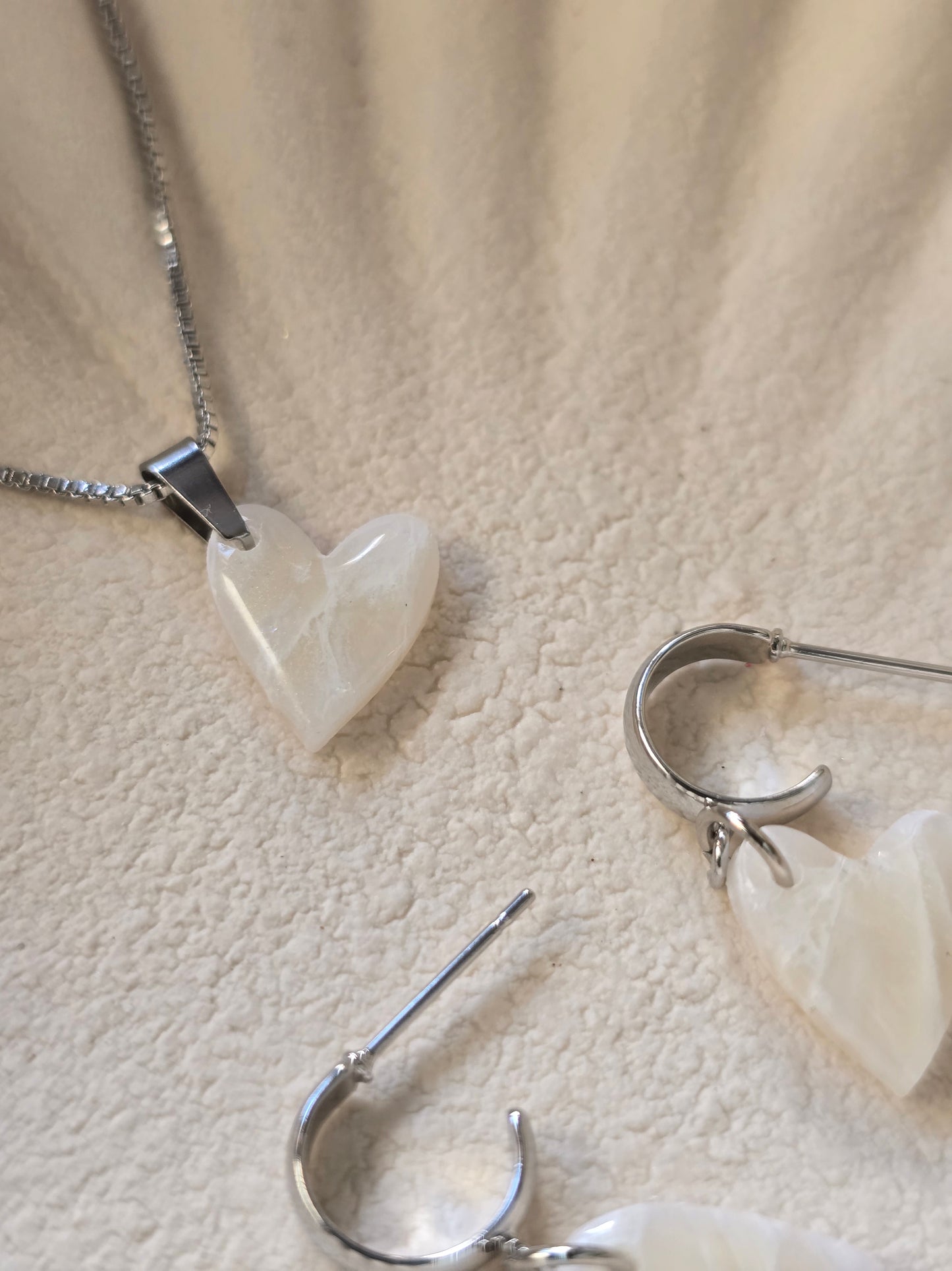 Heart necklace and earrings set