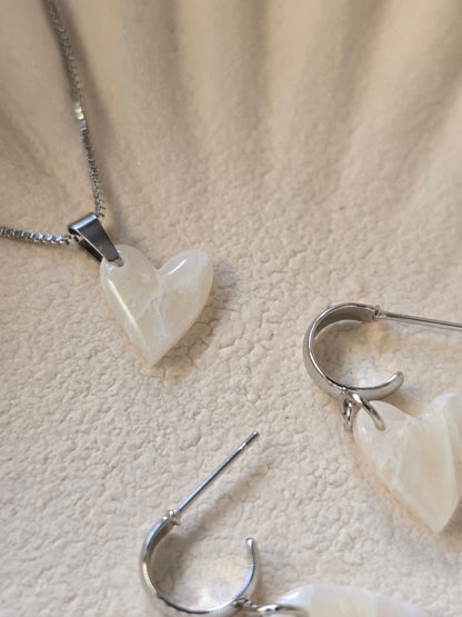 Heart necklace and earrings set