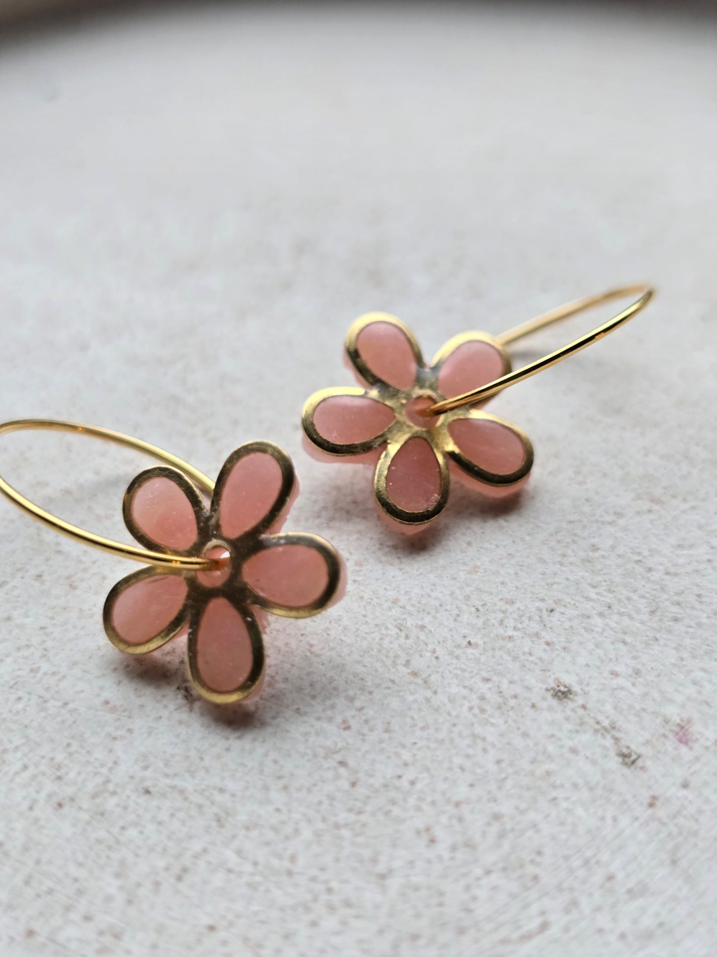 Gold trim flower hoops