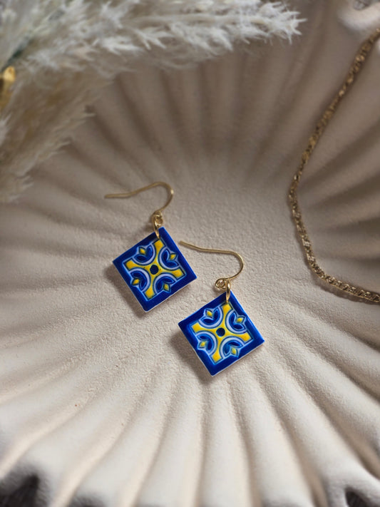 Italian tile earrings| can be switched for silver