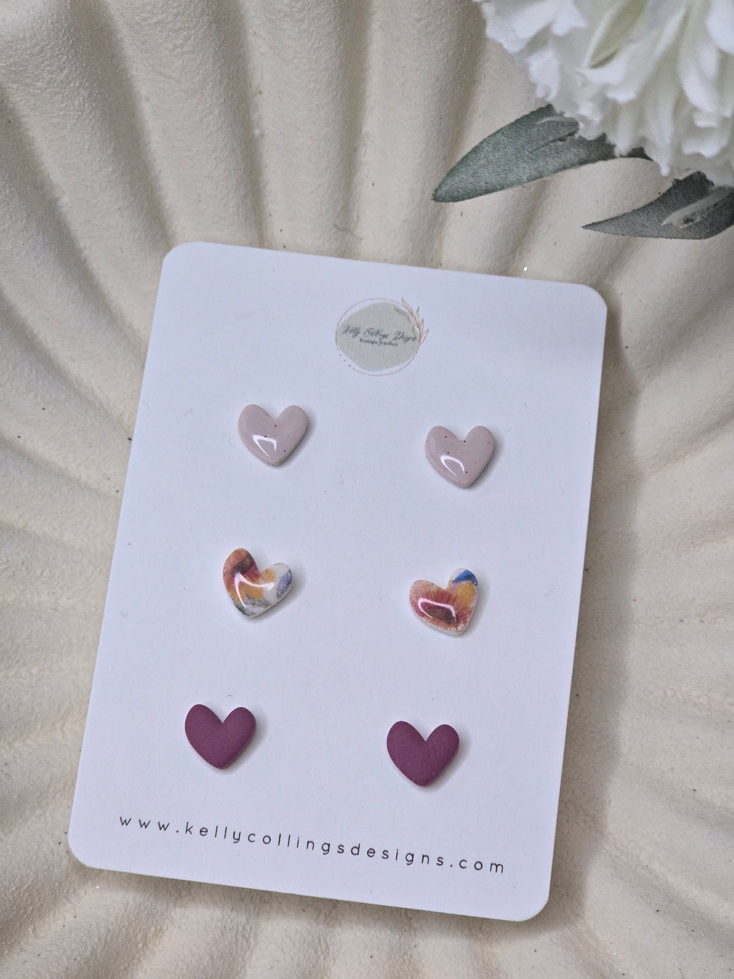 Trio of heart studs