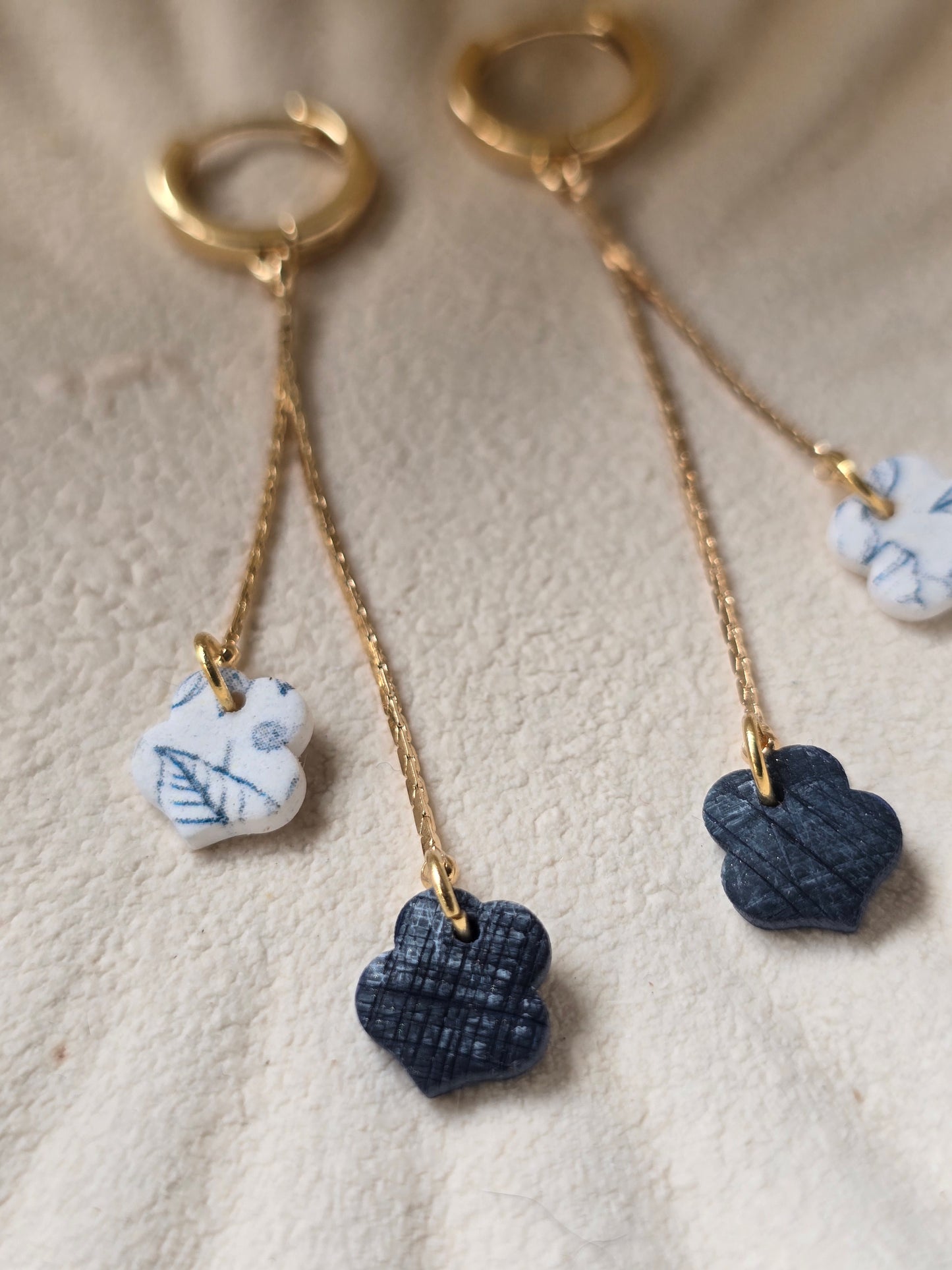 Denim & floral Huggies| can be switched for silver