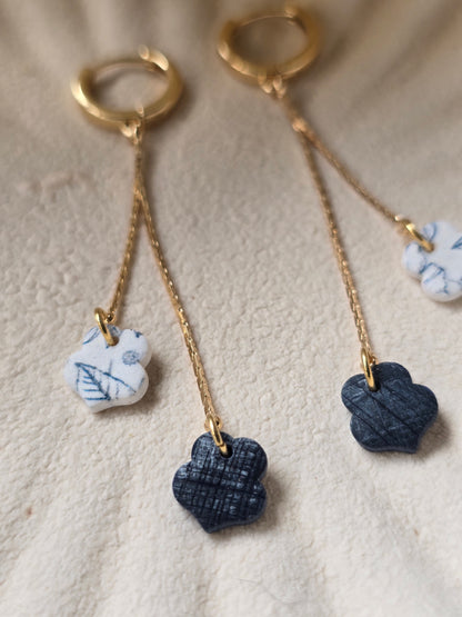 Denim & floral Huggies| can be switched for silver