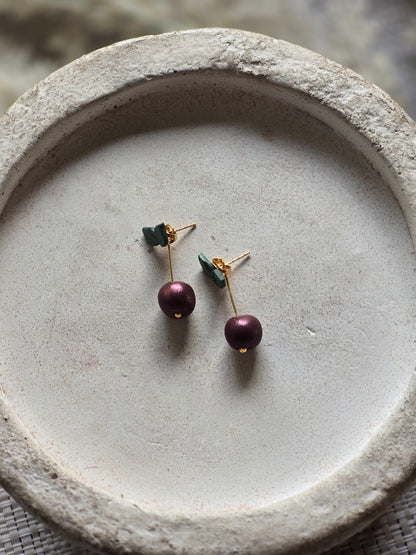 Cherry drop dangles|can be switched for silver