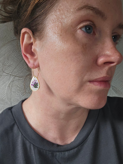 Purple floral hoops