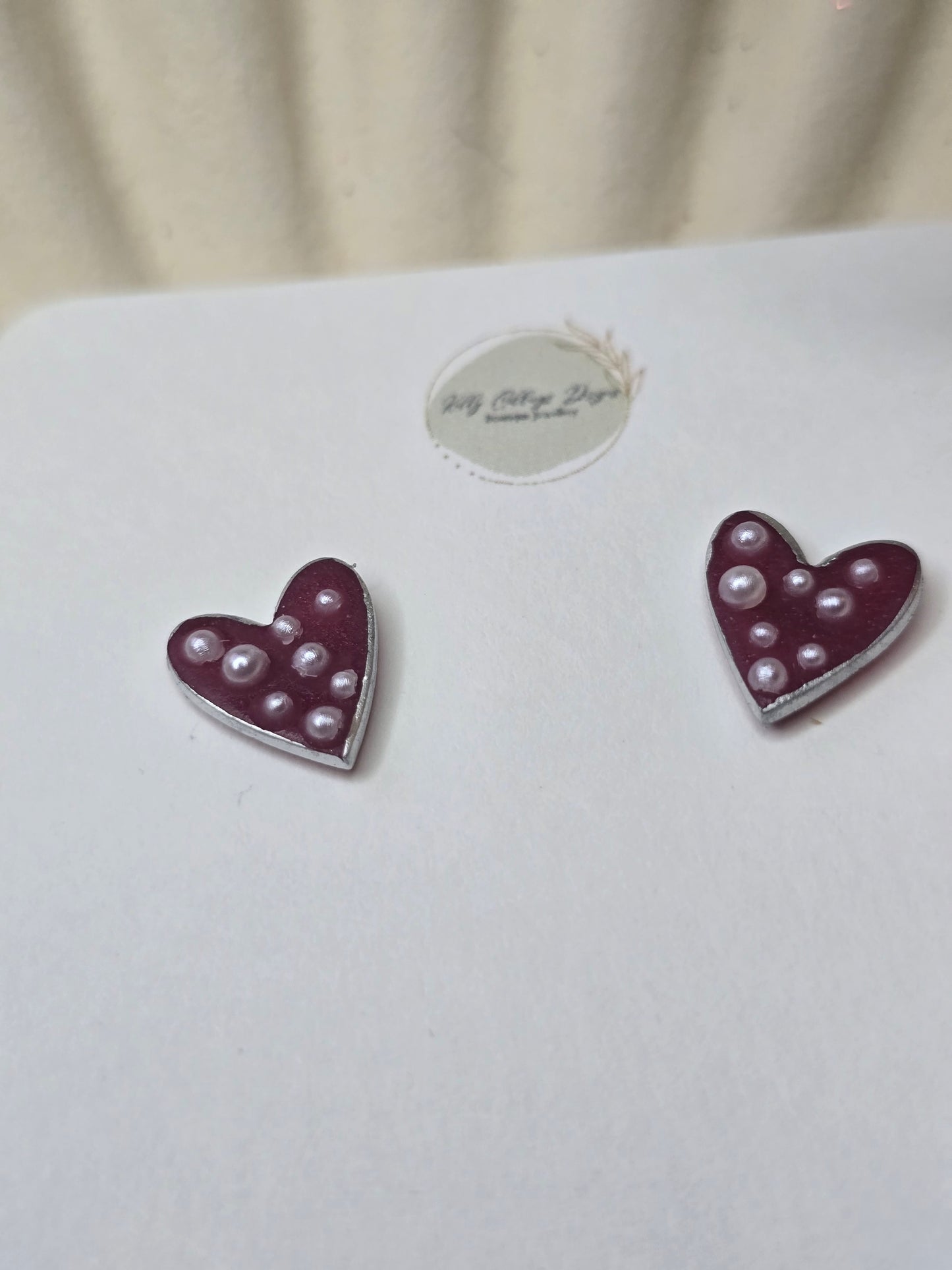Pearl heart studs