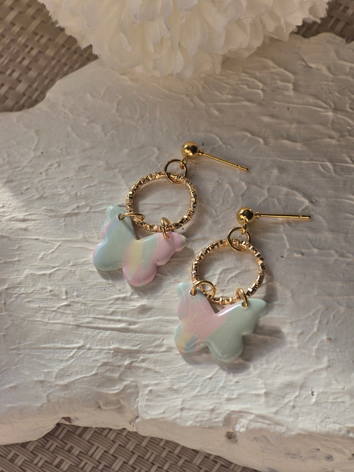 Pastel butterfly dangles|can be switched for silver and or fish hook