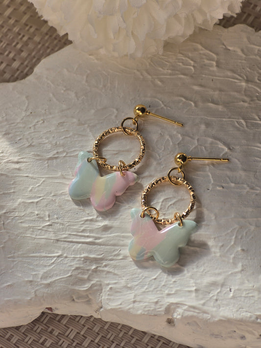 Pastel butterfly dangles|can be switched for silver and or fish hook