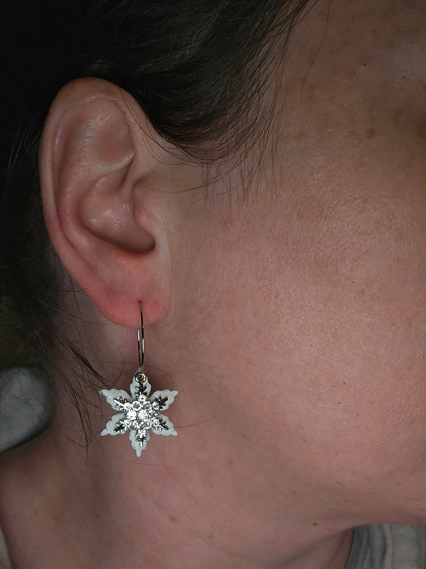 CZ snowflake hoops