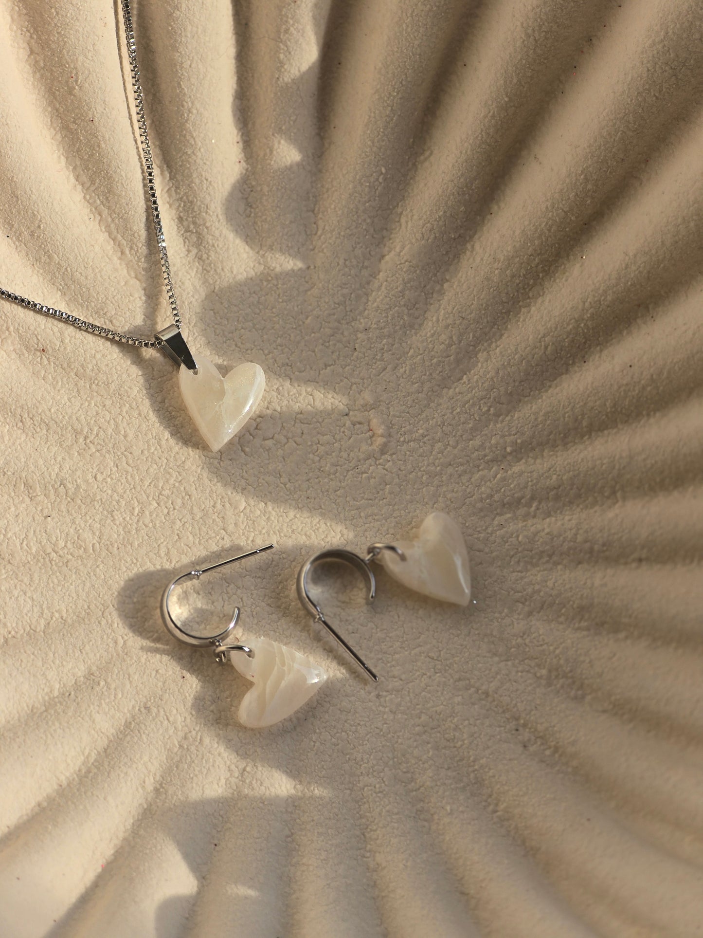 Heart necklace and earrings set