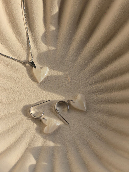 Heart necklace and earrings set