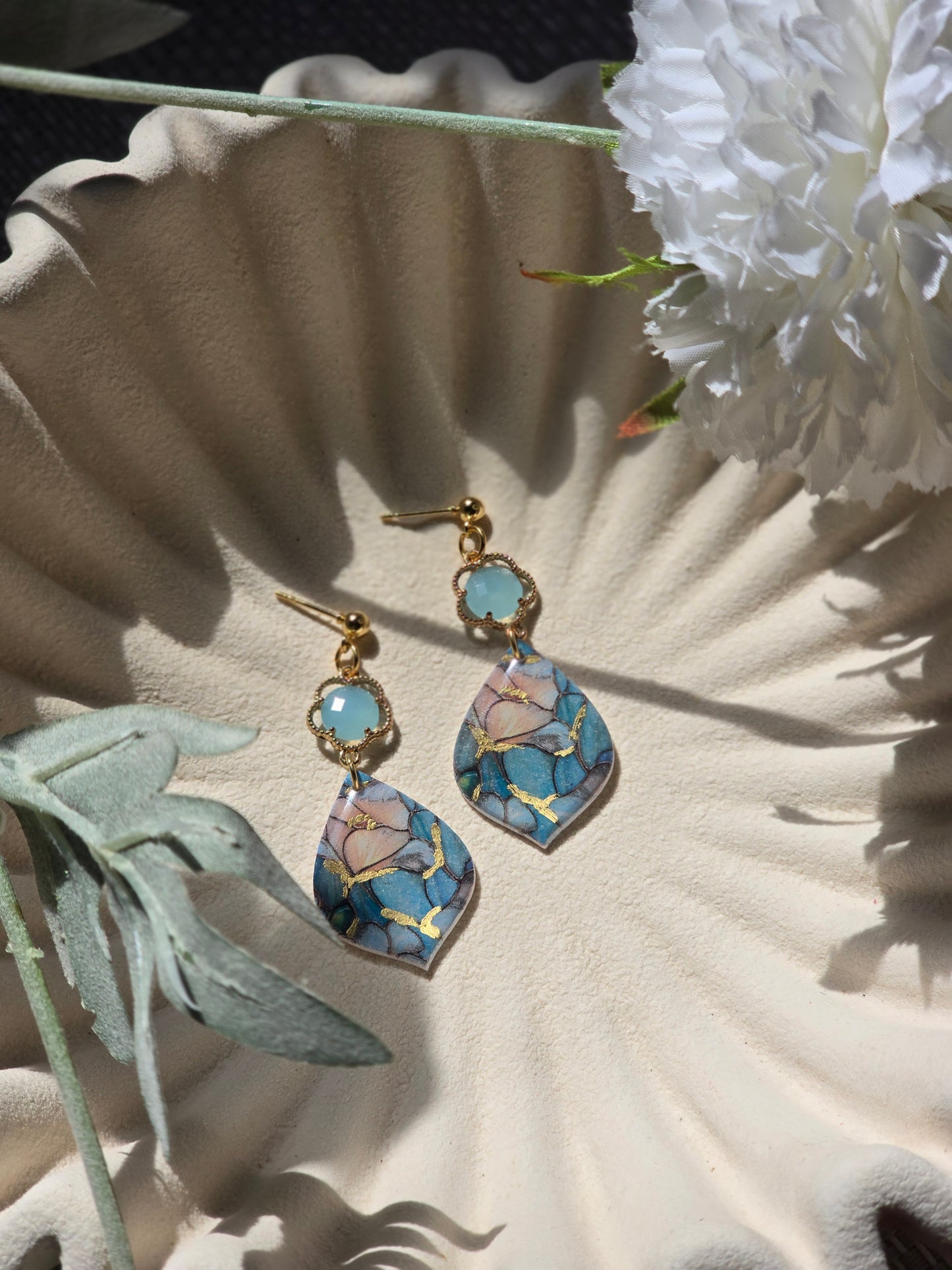 Floral gem dangles