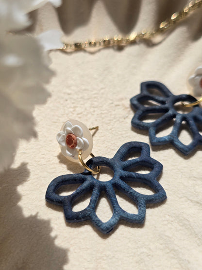 Flower & Denim dangles| can be switched for silver