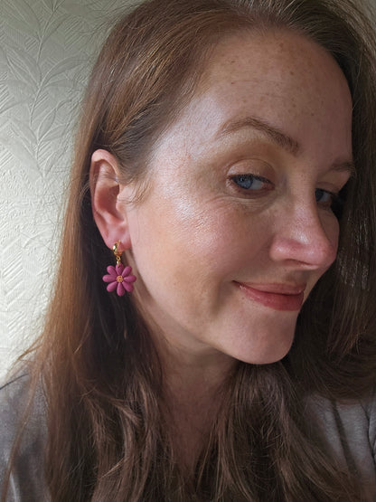 Pink daisy huggies|can be switched for silver