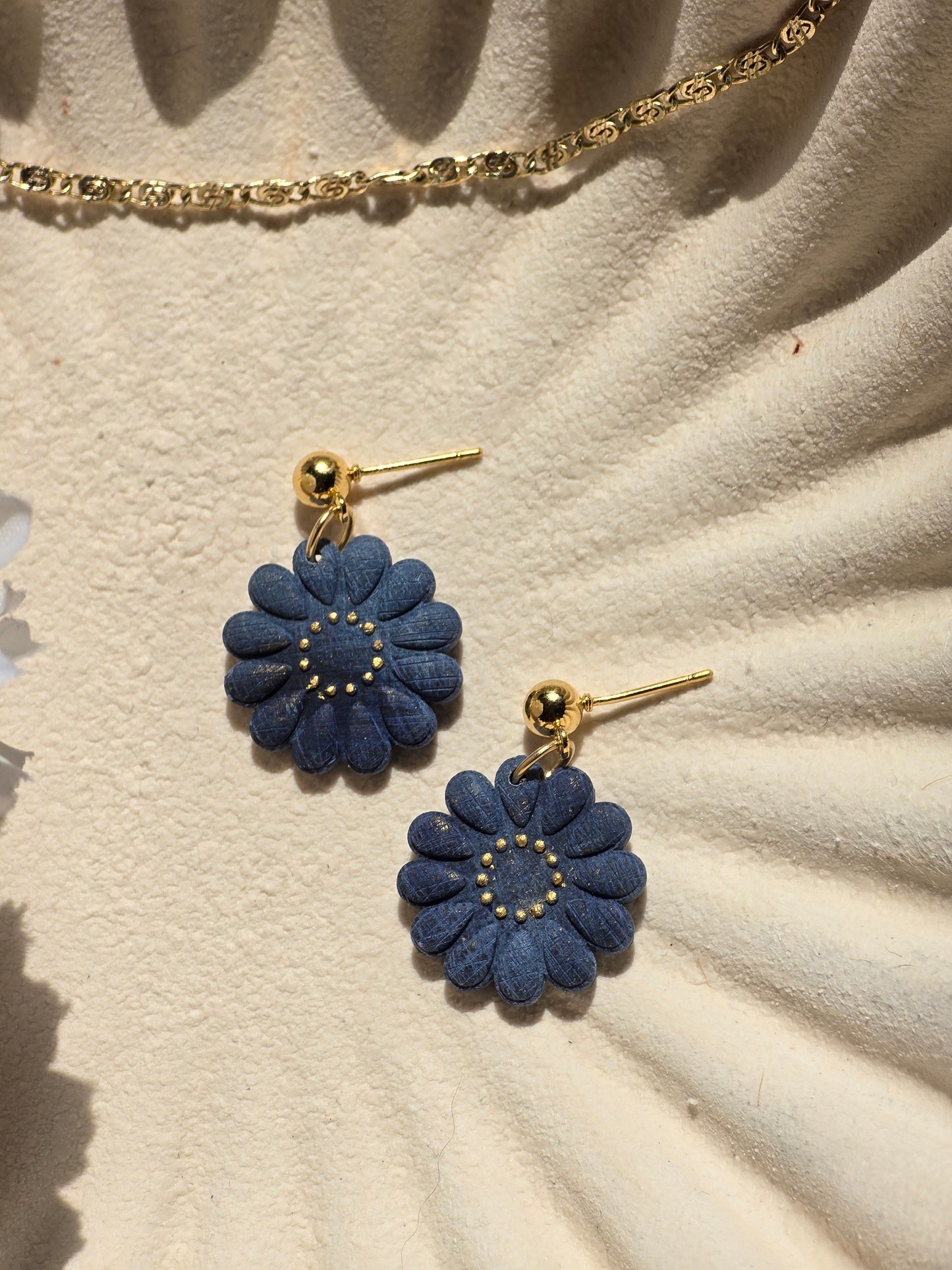 Denim flower dangles|can be switched for fish hook