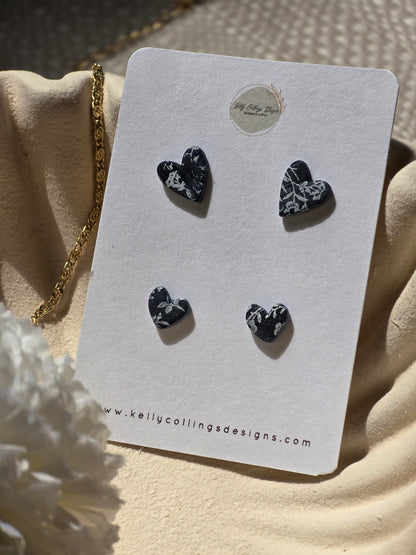 Duo heart studs