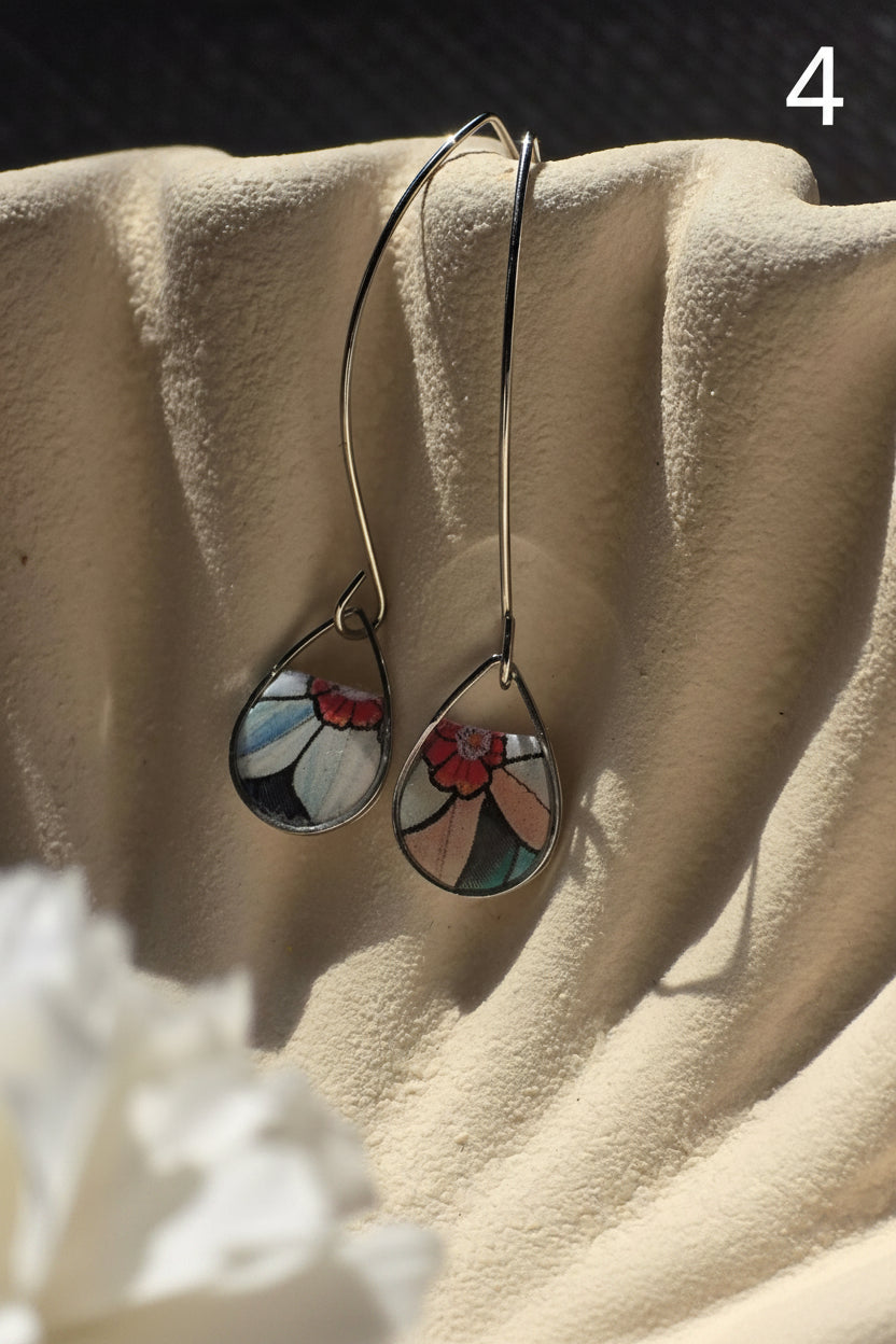 Floral drop earrings in silver