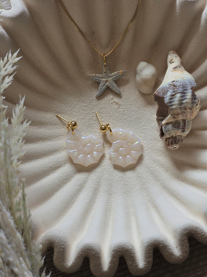 Opal shell dangles| can be switched for silver and/or fish hook