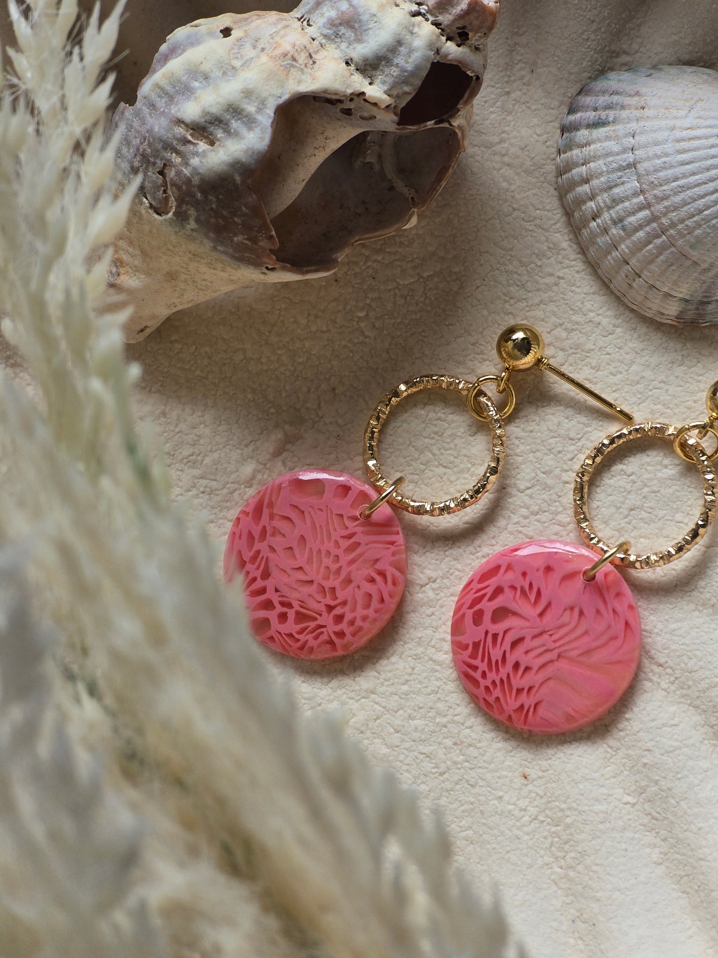 Pink coral charm dangles|can be switched for fish hook
