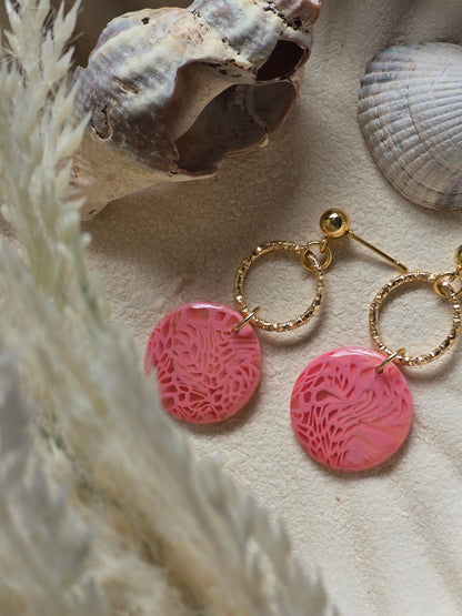 Pink coral charm dangles|can be switched for fish hook