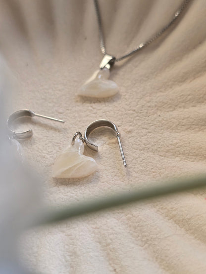 Heart necklace and earrings set