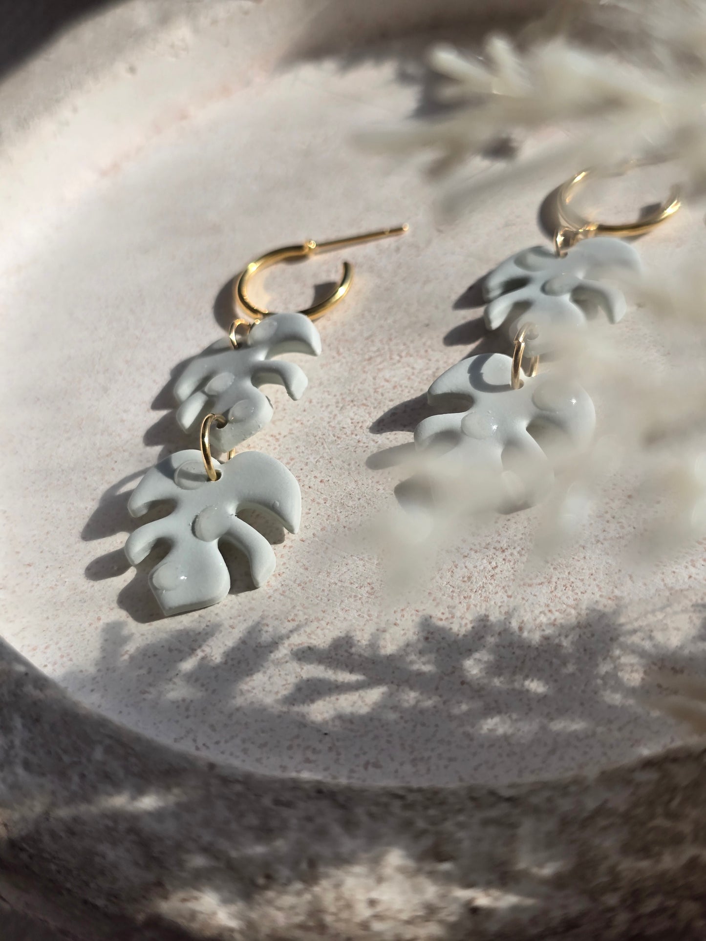 Raindrop palm leaf dangles| Can be switched for silver