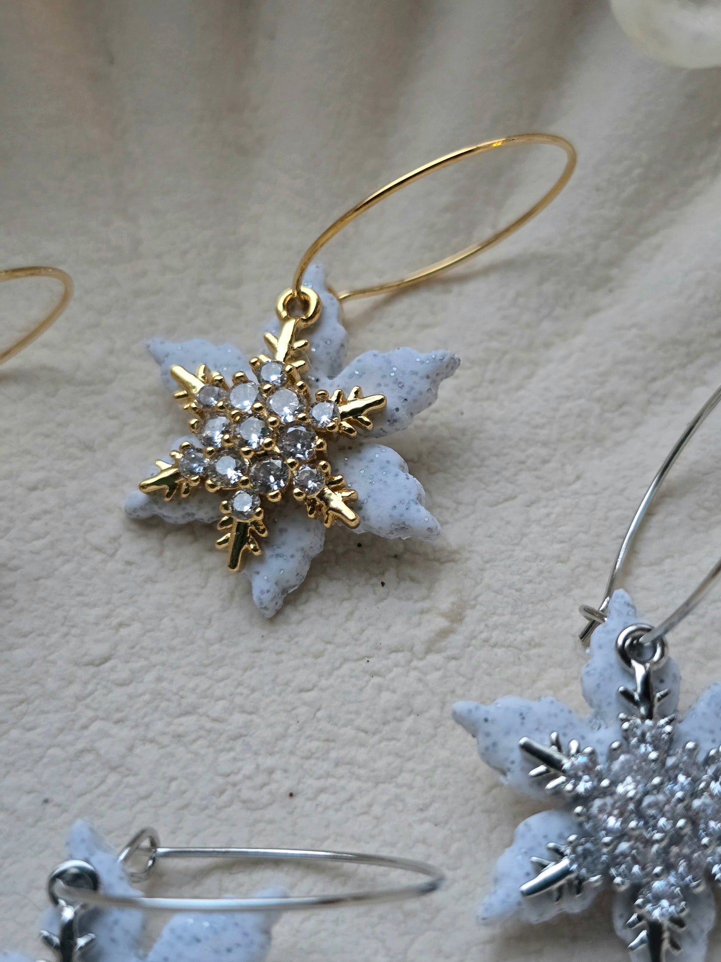 CZ snowflake hoops