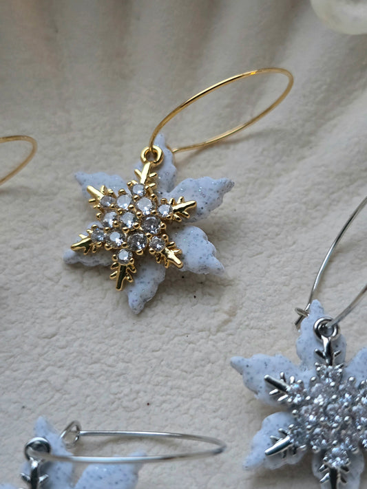 CZ snowflake hoops