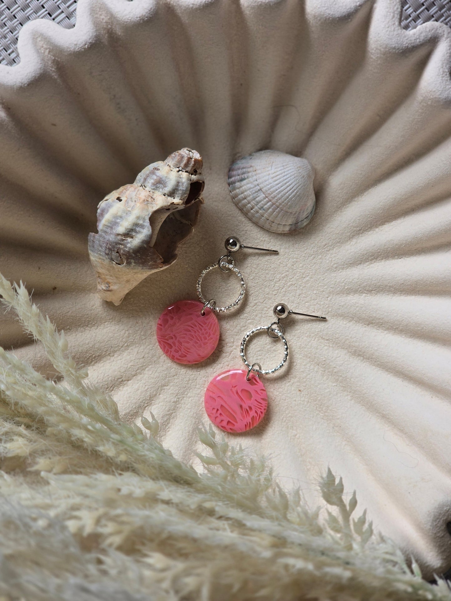 Pink coral charm dangles|can be switched for fish hook