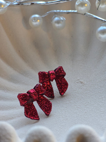 Glitter bow studs