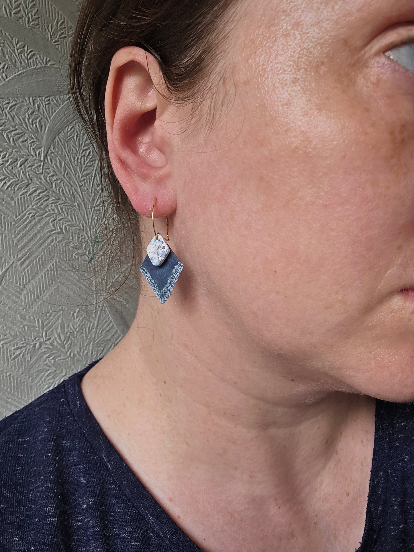 Frayed denim and floral hoops| can be switched for silver