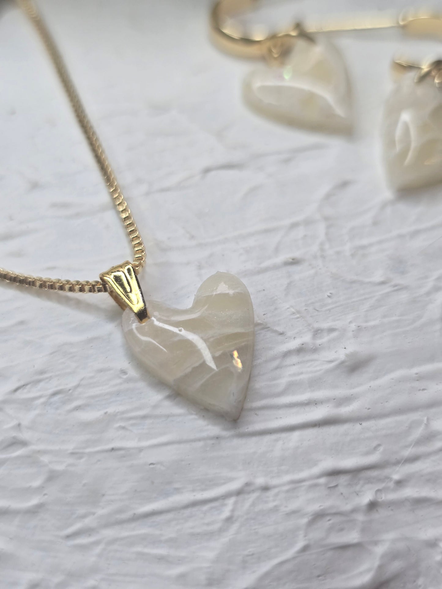 Heart necklace and earrings set