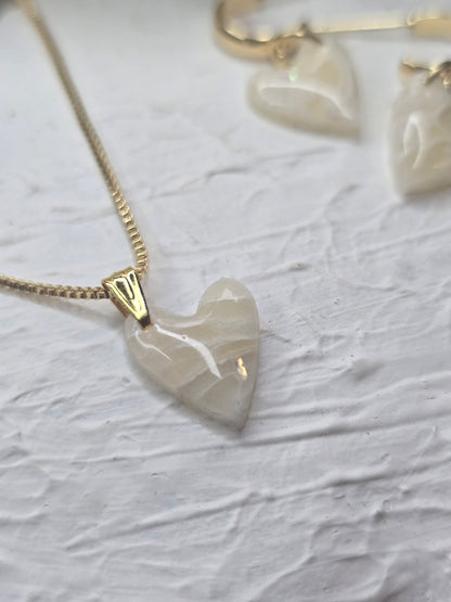 Heart necklace and earrings set