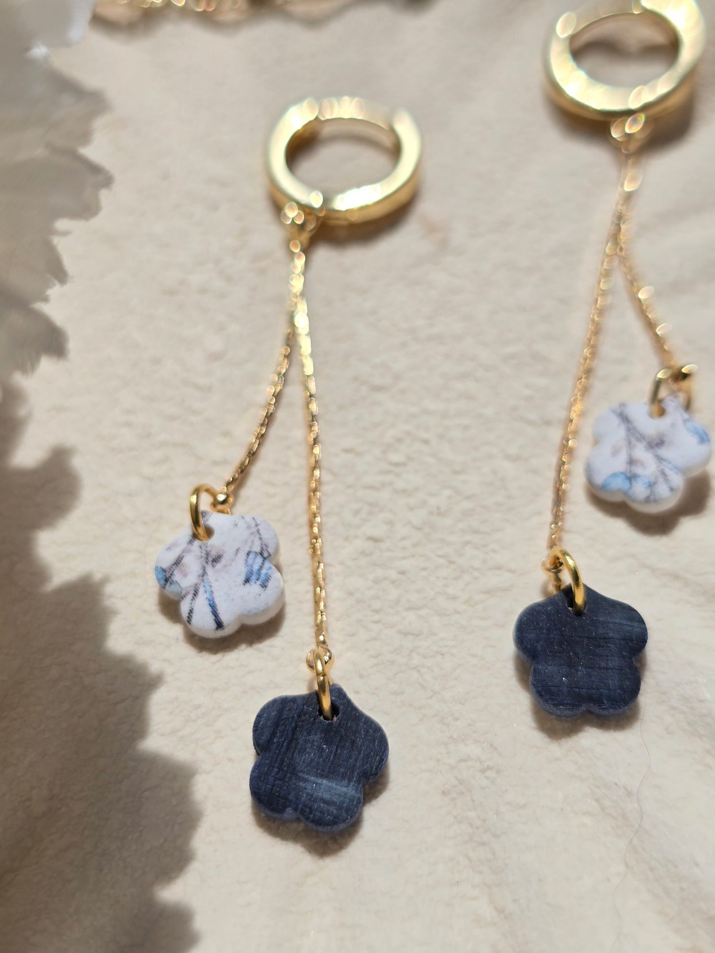 Denim & floral Huggies| can be switched for silver