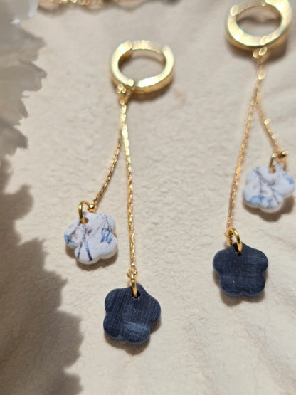 Denim & floral Huggies| can be switched for silver