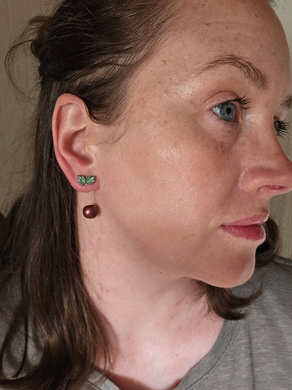 Cherry drop dangles|can be switched for silver