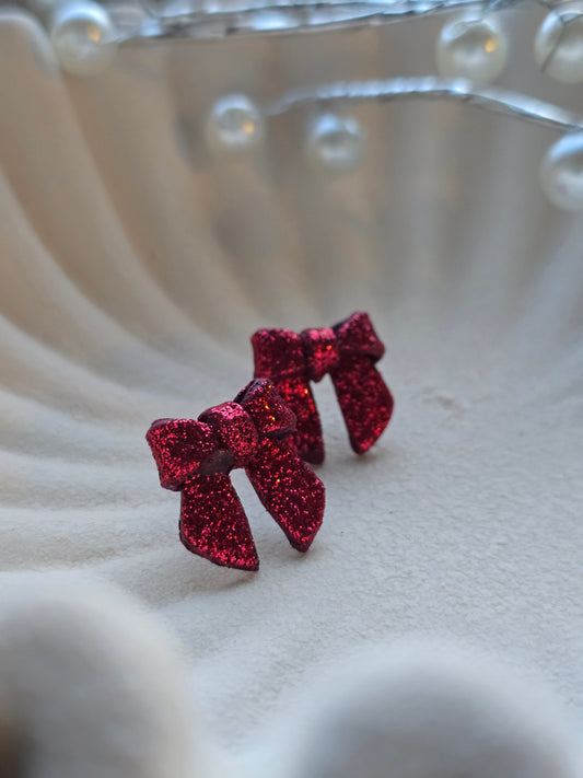 Glitter bow studs