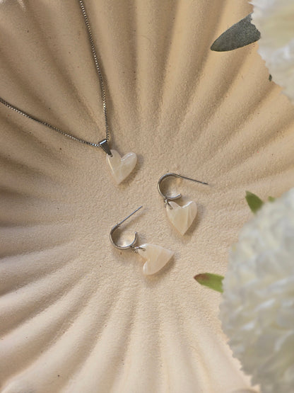 Heart necklace and earrings set
