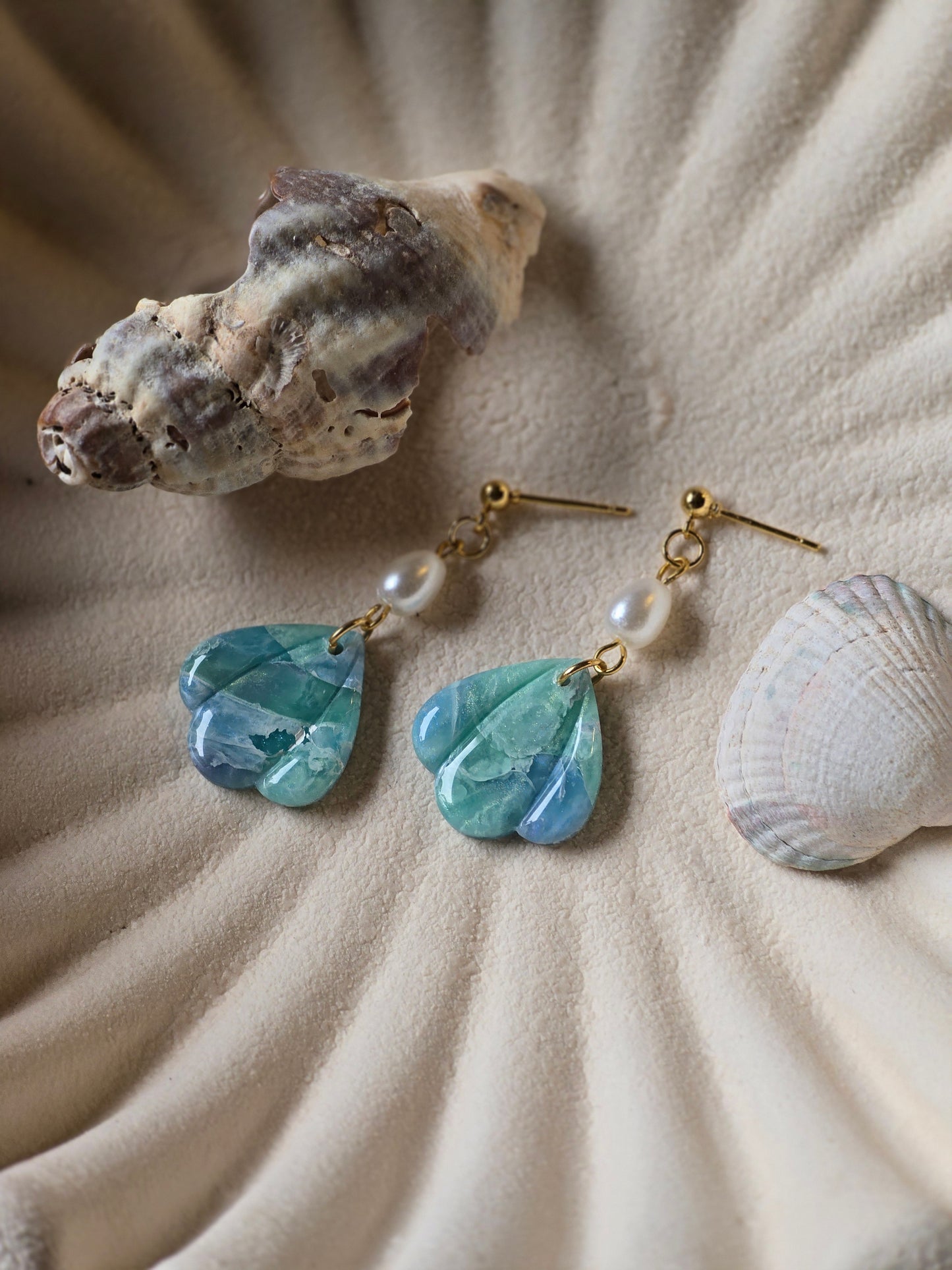 Sea glass and pearl dangles|can be switched for silver
