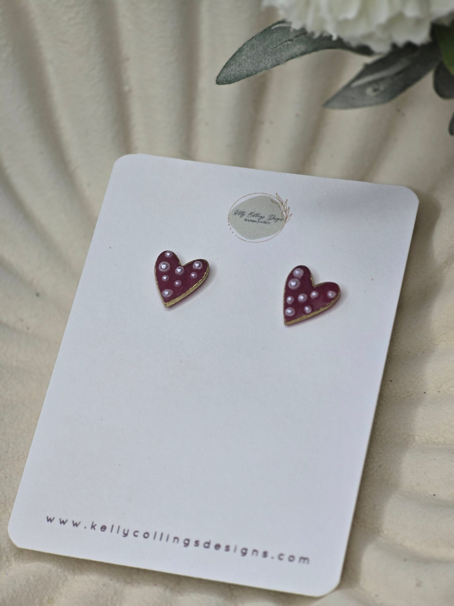Pearl heart studs