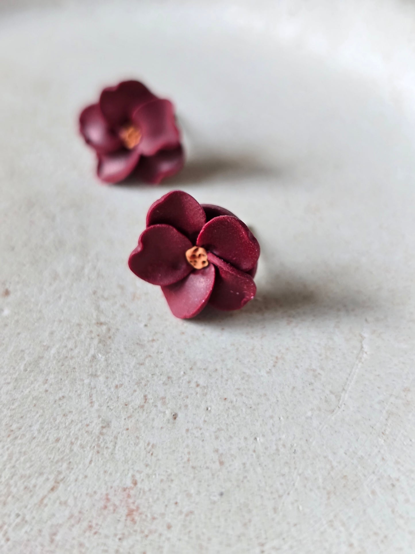 Red flower studs