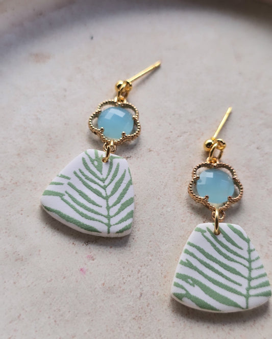 Palm print gem dangles
