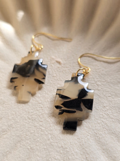 Faux tortoise shell dangles| can be switched for silver