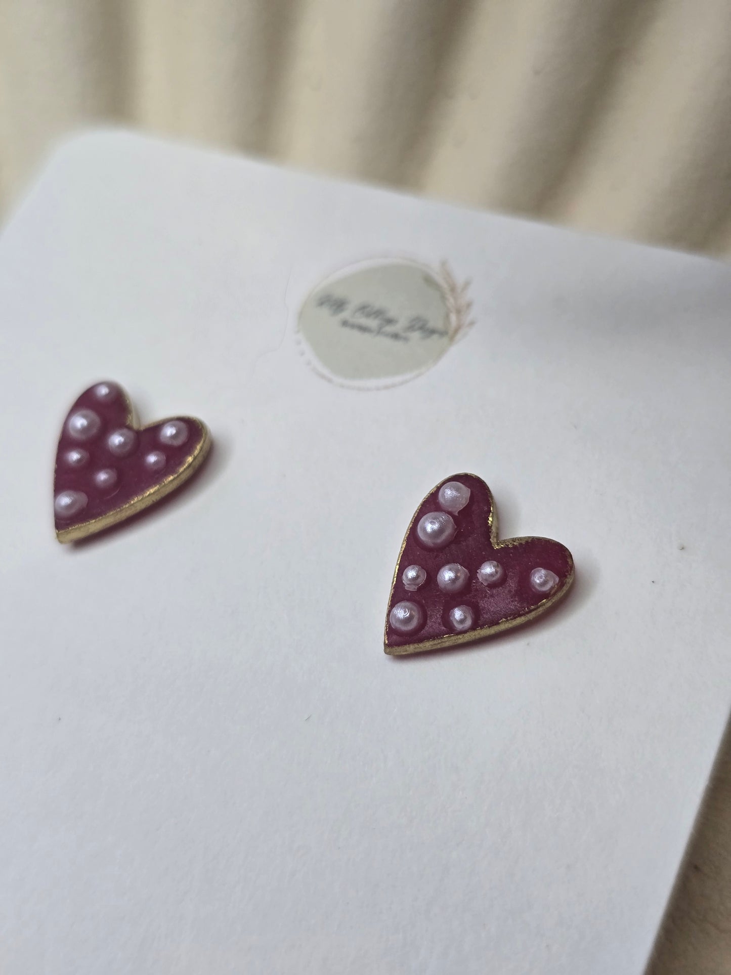 Pearl heart studs