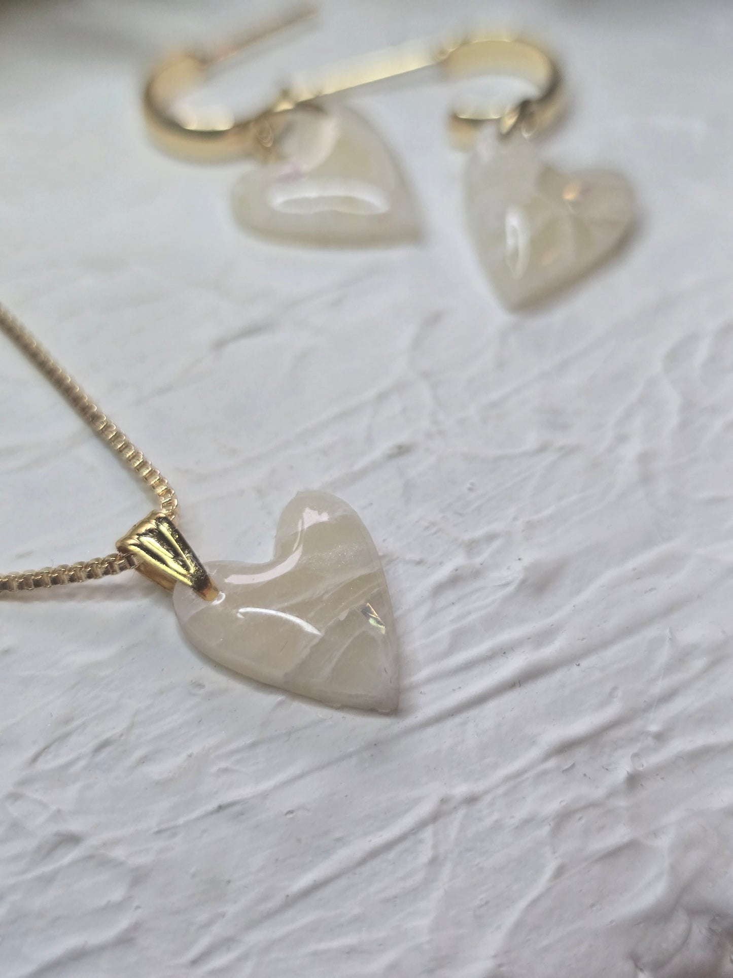 Heart necklace and earrings set