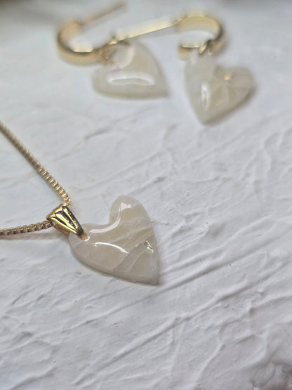 Heart necklace and earrings set